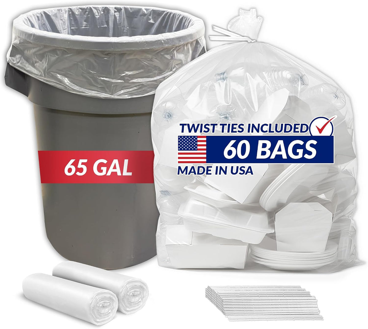 Reli. 65 Gallon Trash Bags Heavy Duty | 60 Count