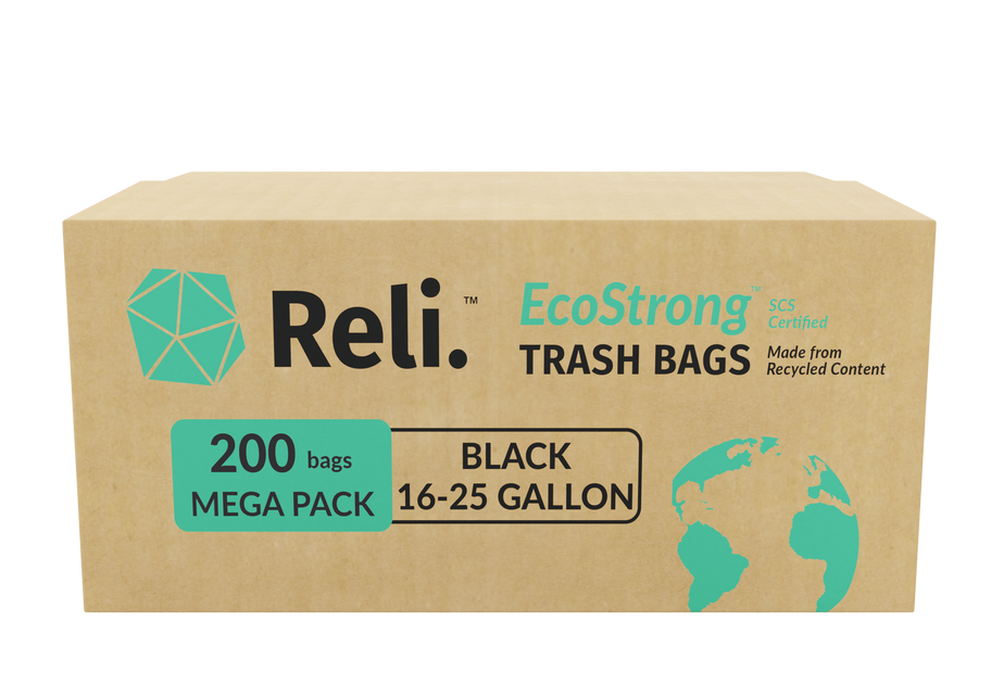 Reli. EcoStrong 55 Gallon Trash Bags (80 Count) Eco-Friendly Recyclable, Black