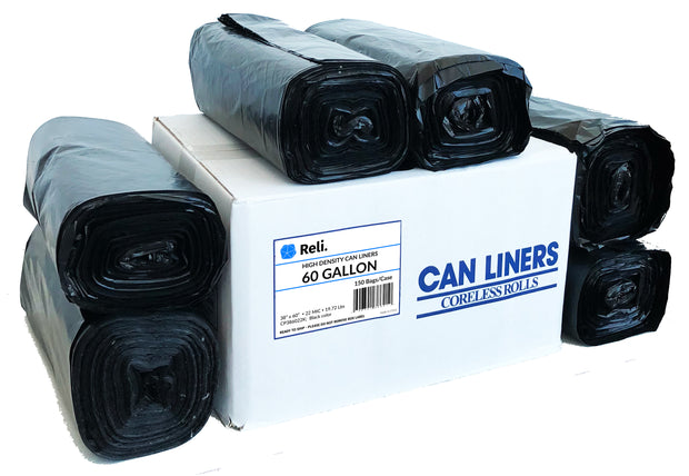 55-60 gallon trash bags heavy duty can liners coreless black trash bag rolls 