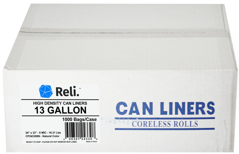 Reli. 13 Gallon Trash Bags, Tall Kitchen Recycling Blue Garbage Bags (300  Bags) 