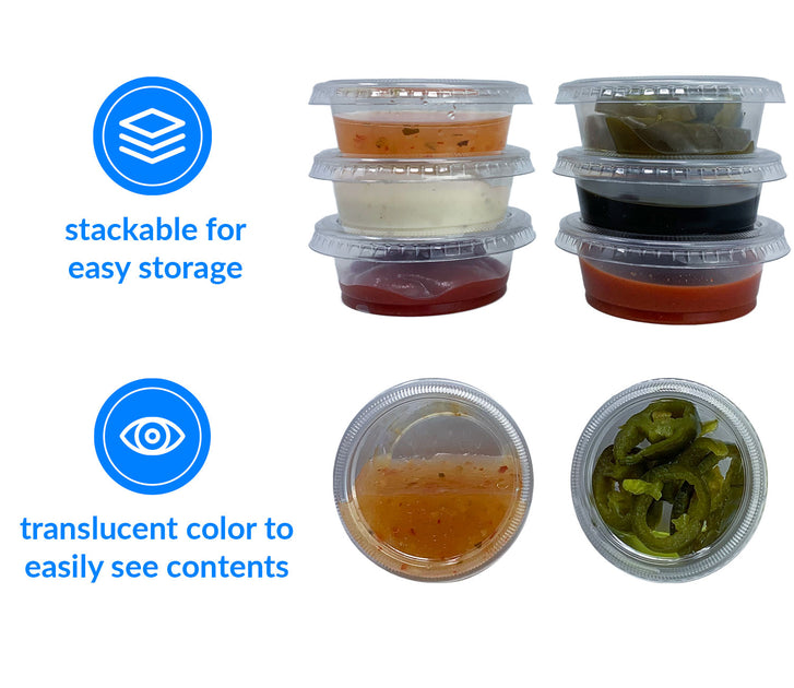 50 Sets - 1.5 oz.] Jello Shot Cups Condiment Containers with Lids