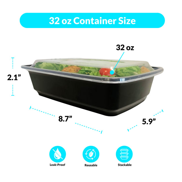 Reli. Meal Prep Containers, 32 oz. (50 Pack) - 1 Compartment Food Containers with Lids, Microwavable Food Storage Containers