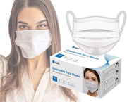 White Disposable Face Masks - 50 Masks - FDA Registered