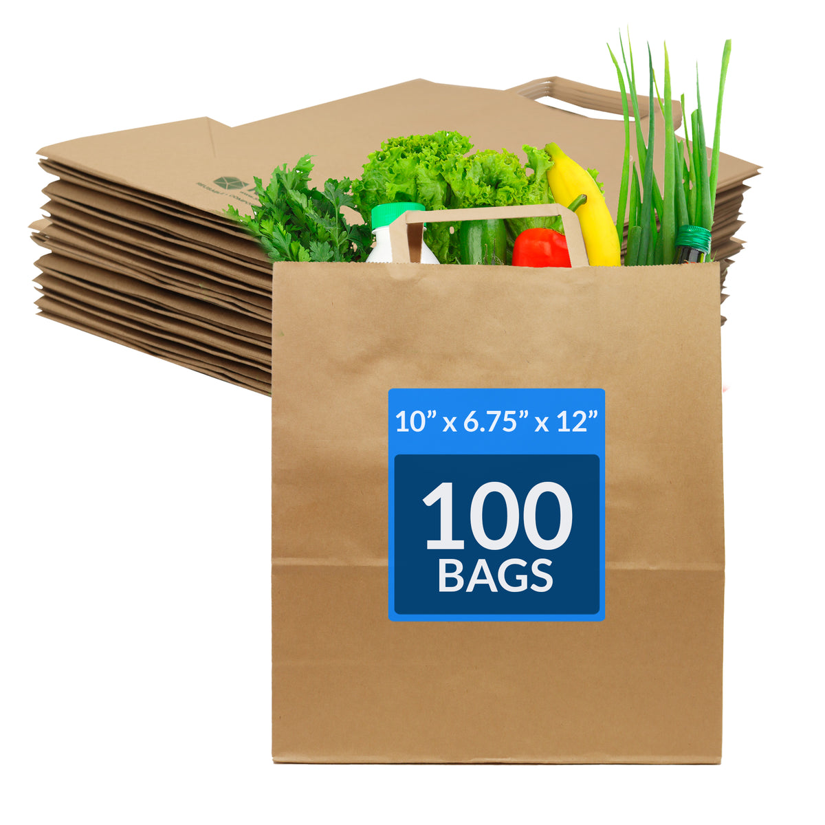 (Pallet) Kraft Paper Bags (10"x6.75"x12") - 100 Count - Minimum Order Quantity: 36 cases (1 Pallet)