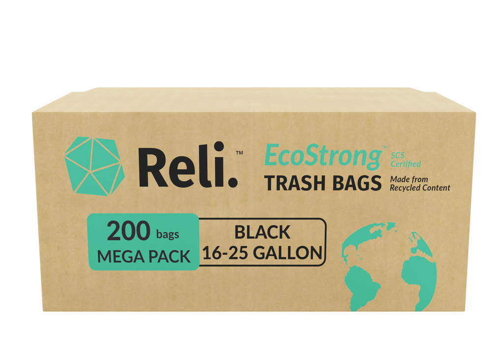 Reli. EcoStrong 16-25 Gallon Trash Bags (200 Count) - Recycled Material