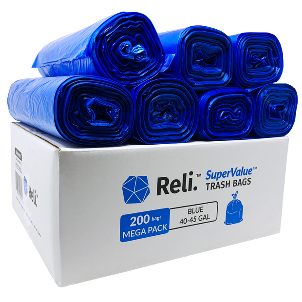 Reli. SuperValue 2-4 Gallon Recycling Bags | 300 Count | Blue Trash Bags