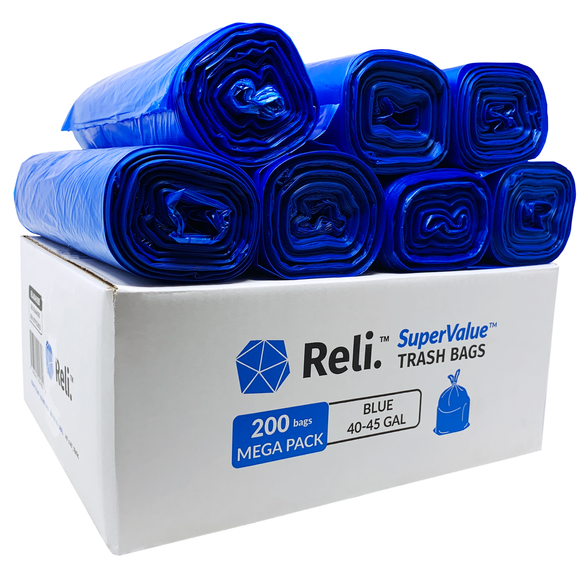 (Pallet) SuperValue 40-45 Gallon - Blue - 200 Count - Minimum Order Quantity: 84 cases (1 Pallet)