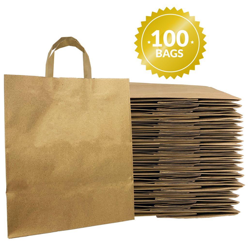 Reli. Shopping Bags, Reusable (250 Count Bulk; 2.25 mil Thick) Kraft Shopping  Bags for Restaurant, Take Out, Retail, Grocery - Recyclable Shopping Bags  (12 L x 6.75 W x 14 H) (Brown) 