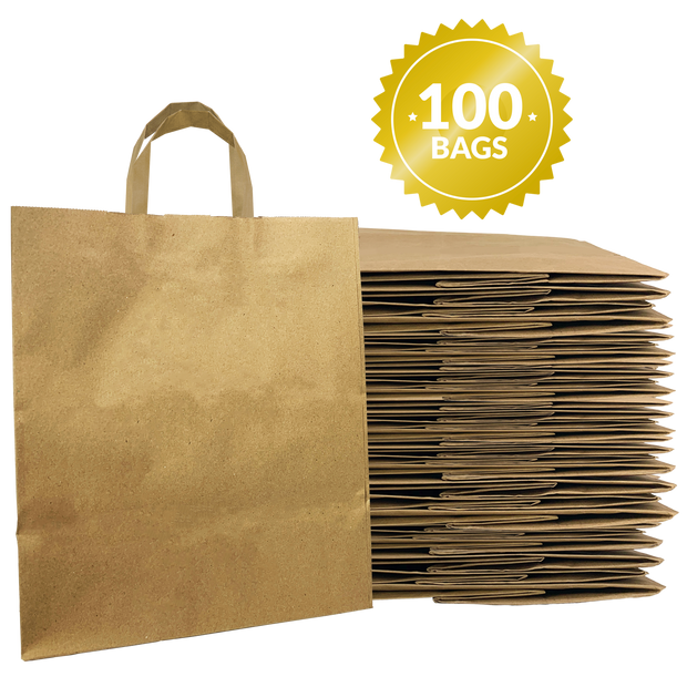 Kraft Paper Bags (10"x6.75"x12") - 100 Count