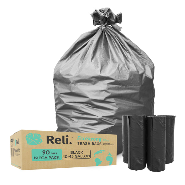 eco friendly trash bags 40-45 gallon 90 black trash bags mega pack wholesale bulk