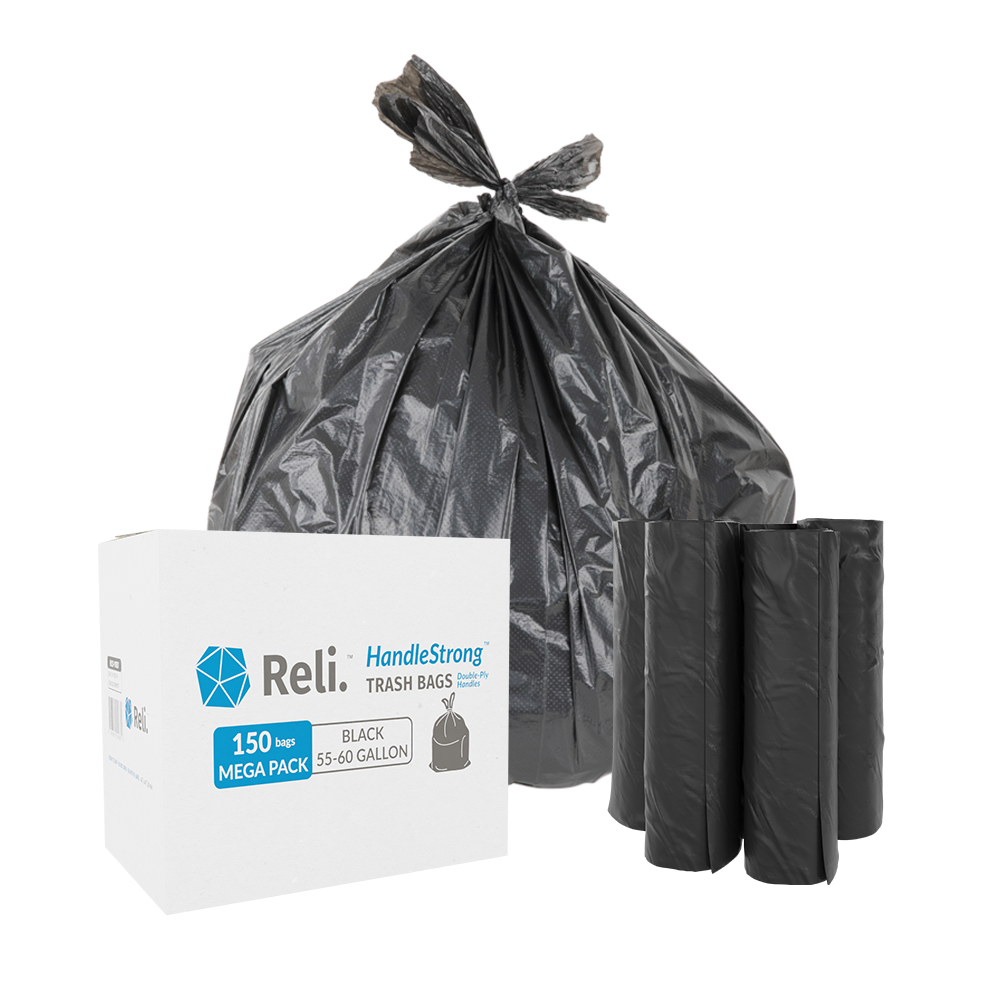 Reli. 55-60 Gallon Trash Bags Heavy Duty, 150 Bags, 50-60 Gallon, Large  Bl