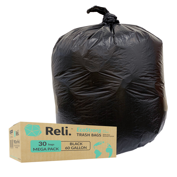 Reli. EcoStrong 55-60 Gallon Trash Bags - Recycled Material