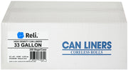 33 gallon trash bags clear Reli. can liners coreless rolls 