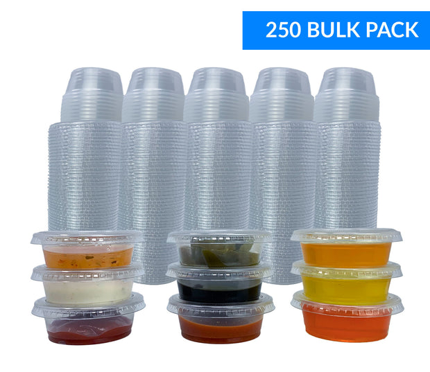 5 oz Plastic Disposable Portion Cups With Lids, Souffle Cups