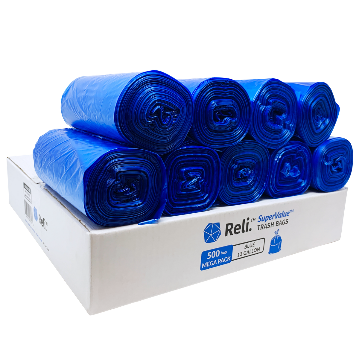 (Pallet) SuperValue 13 Gallon - Blue - 500 Count - Minimum Order Quantity: 117 cases (1 Pallet)
