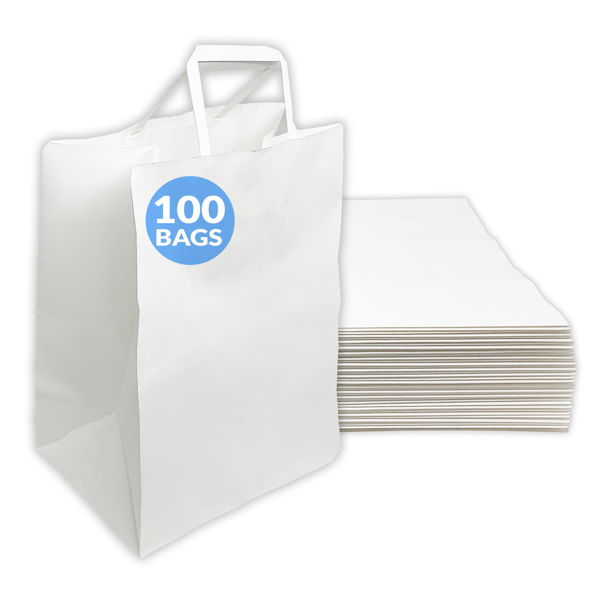 (Pallet) White Paper Bag - 10"x6.75"x12" (100 Count) -Minimum Order Quantity: 63 cases (1 Pallet)