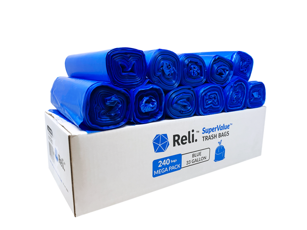 Reli. Biodegradable 33 Gallon Trash Bags, 100 Count, Green Eco Friendly,  Degradable Under Certain Conditions, Custom-Fit for Compactor