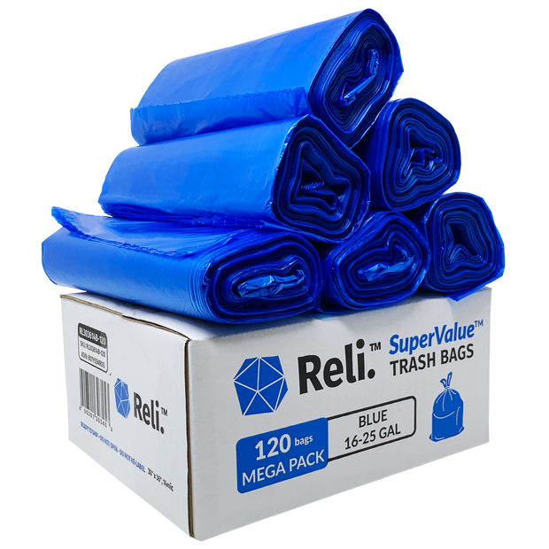 Reli. 16-25 Gallon Trash Bags, 16 Gallon 23 Gallon Recycling Blue Garbage  Bags (240 Bags) 