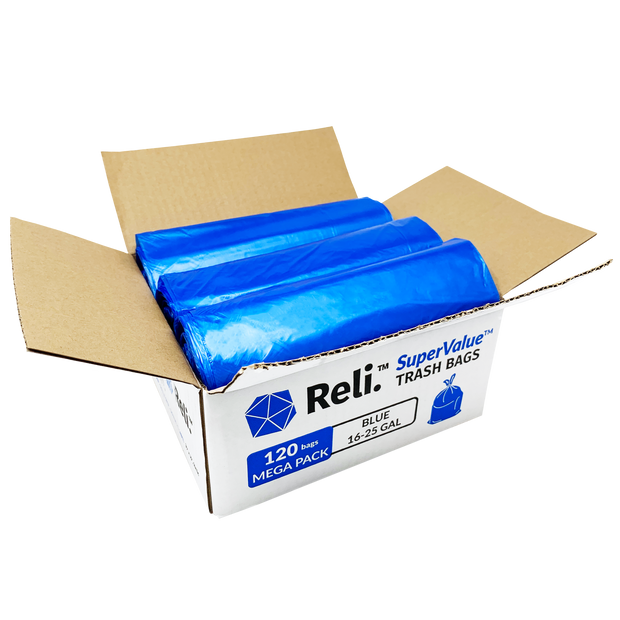 Reli. 16-25 Gallon Recycling Bags (120 Bags) Blue Recycle Bags 30