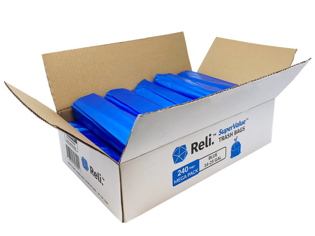 Reli. 33 Gallon Recycling Bags (240 Bags) Blue Recycling Trash