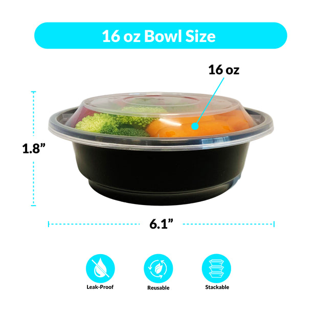  Reli. Meal Prep Bowls w/Lids - 50 Pack (16 oz