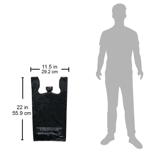 T-Shirt Bags - 300 Count - Plain Black