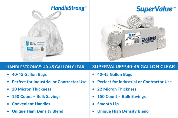 HandleStrong 40-45 Gallon - 150 Count - Clear