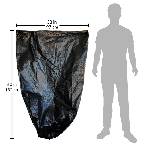 garbage bags sized at 38x60" with 55 gallon to 60 gallon trash bag capacity