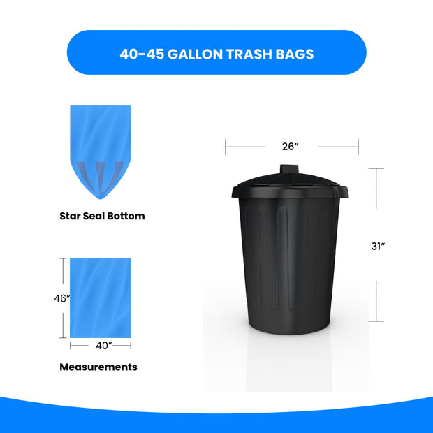40-45 Gallon Trash Bags on Rolls, 1.2 Mil, Black, 40W x 46H, 100/Count (5  Rolls of 20) - NRS Marketplace