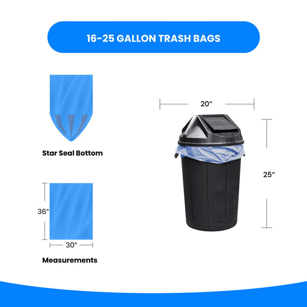Reli. 16-25 Gallon Recycling Bags (120 Bags) Blue Recycle Bags 30 Gallon, Garbage  Bags 16 Gal - 20 Gal - 30 Gal 