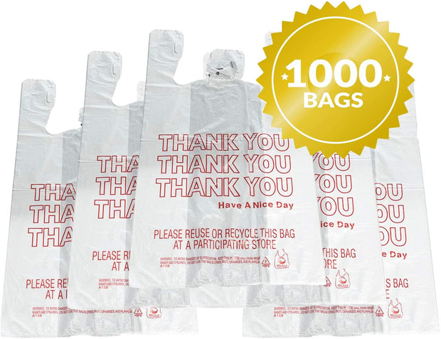 Thank You T-Shirt Bags - 1000 Count - White