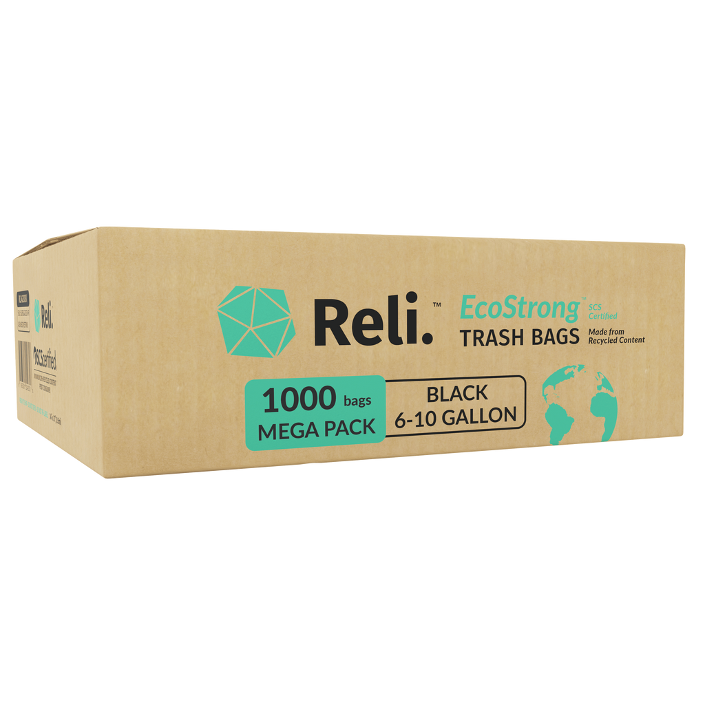 Reli. 6-10 Gallon Trash Bags, Black, 1000 Count