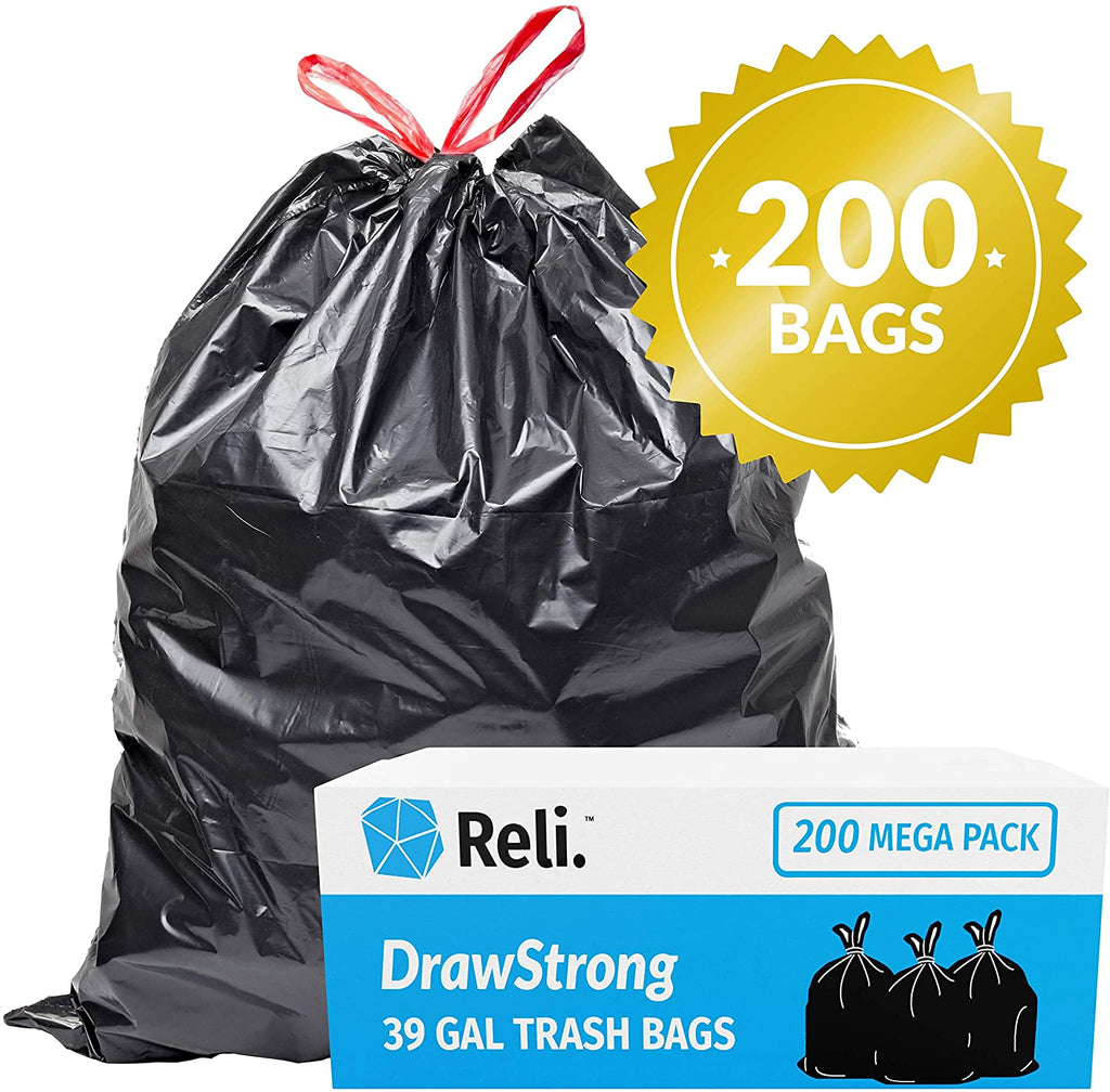 Outdoor & Lawn Trash Bags Rip & Tear Resistant​ 39 Gallon 40 Bags  Drawstring